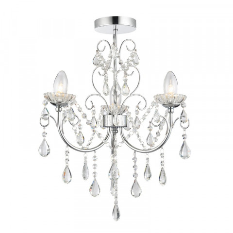 Plafonnier tabitha, chrome et cristal, 3 ampoules