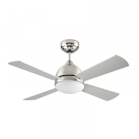Plafonnier-ventilateur borneo, en nickel satiné, verre et mdf