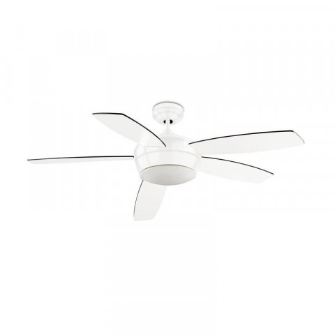 Plafonnier-ventilateur samal, en acier, verre et contreplaqué, blanc