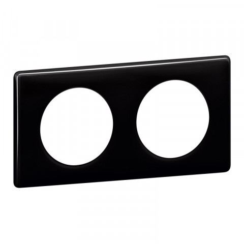 Plaque céliane laqué 2 postes finition noir (066682)