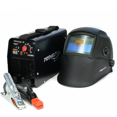 Poste a souder inverter 160a + cagoule lcd 9/13 soudure à l'arc acier-fonte-inox mma proweltek pro165+