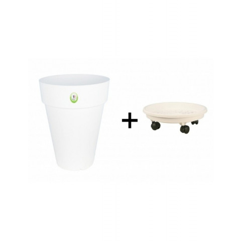 Pot et soucoupe à roulettes soleilla diametre 40cm h53cm - riviera - coloris au choix