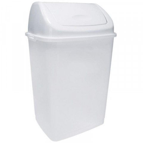 Poubelle plastique blanche à couvercle basculant 18 litres