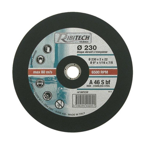 Disque à tronçonner Inox 230x2x22,2 Ribimex - PRDATI230