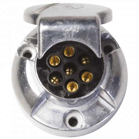 Prise remorque métal femelle 7 plots 12v