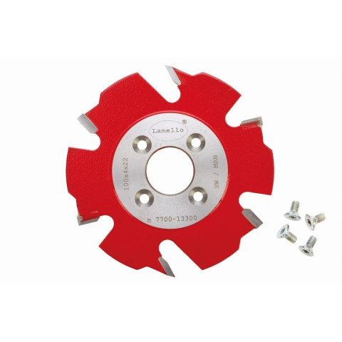 Fraise à rainurer pour fraiseuse avec traceurs HW 100x4x22 mm Z2+V4 4 Trous - LAMELLO - 132000