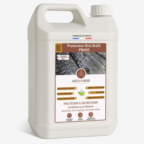 Protecteur bois brûlé PB600 - Protection bardage, meubles et autres bois Shou Sugi Ban AnovaBois - Couleur et conditionnement au choix