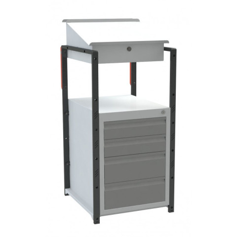 Pupitre avec caisson écritoire 4 tiroirs à patins 150 kg - 820008489
