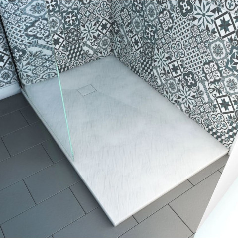Receveur à poser en matériaux composite SMC - Finition ardoise blanc mat - 90×140 cm Aurlane - FAC204