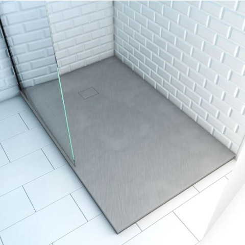 Receveur à poser en matériaux composite SMC - Finition ardoise grise - 80x120cm - ROCK 2 GREY 80 Aurlane - FAC203