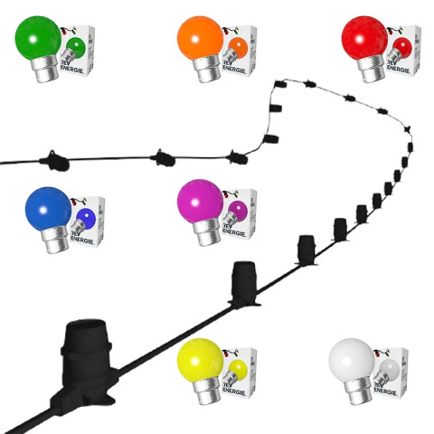 Rêvenergie   guirlande guinguette sur mesure 20 ampoules b22 10m