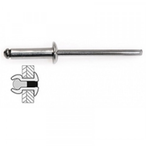 Rivets Acier / Acier Tete Plate - 4 x 8 mm