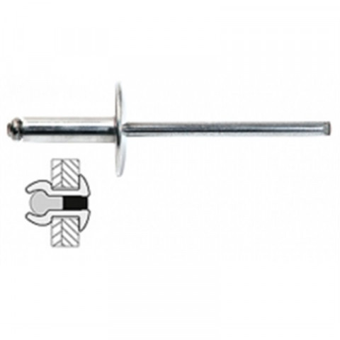 Rivets Alu / Acier Tete Large - 4 x 14 mm