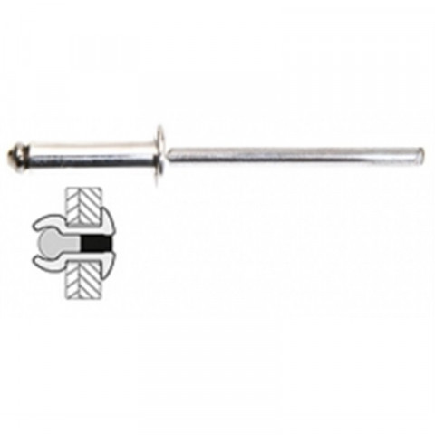 Rivets Alu / Acier Tete Plate - 4.8 x 18 mm