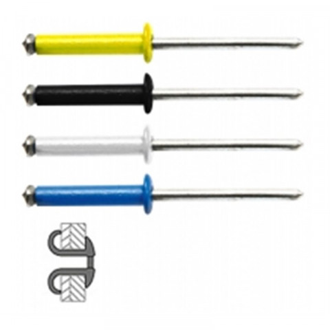 Rivets Eclates Alu / Acier Tete Plate Noirs - 4 x 16 mm