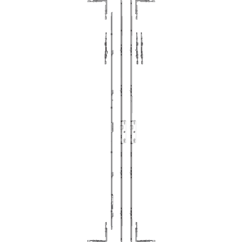 Crémone porte d'entrée à relevage roto - h.500 - 4 galets - axe 50 - entraxe 70 - d1000 - hff1600/2200 - 619444
