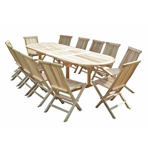 Salon de jardin en teck henua 12 chaises