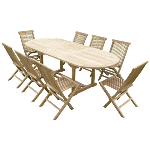 Ensemble de jardin en teck premium milana 8 chaises jenae