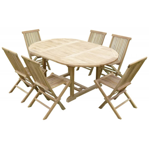 Ensemble de jardin en teck premium sawah 6 chaises jenae