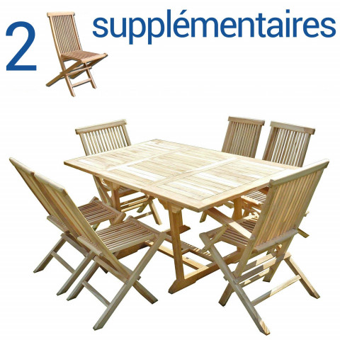 Ensemble salon de jardin en teck serang 4+2 chaises 2 fauteuils - bundle chaises