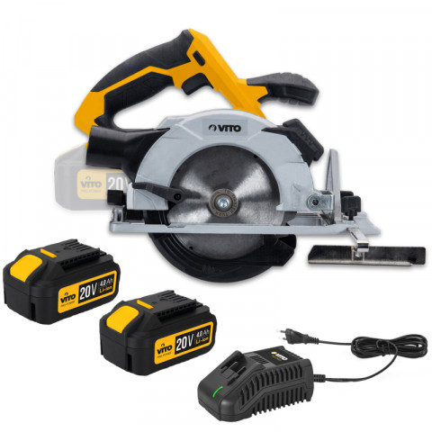 Scie circulaire diam 150 mm sans fil 20 v vitopower + 2 batteries 4.0 ah + 1 chargeur rapide