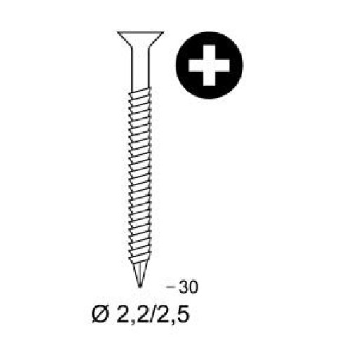 Vis à clouer Scrail® 22/25 x 30 galva PZ2 - 2000 pièces - 16S223072