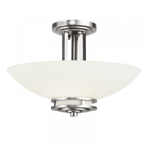 Semi-plafonnier hendrick, chrome poli, verre opale, 3 led