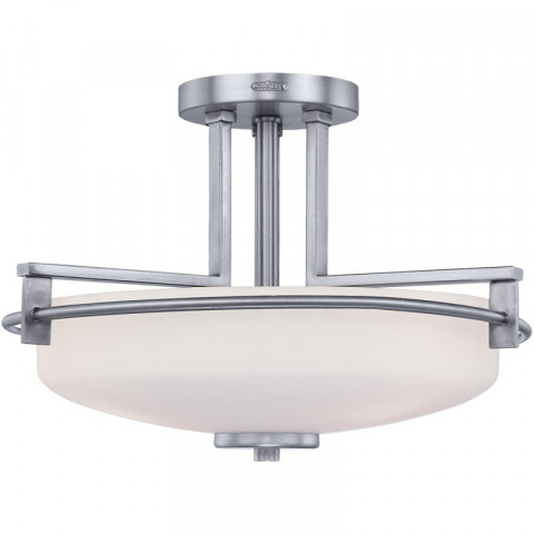Semi-plafonnier taylor, chrome poli, verre opale, 3 led