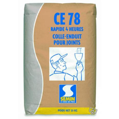 Enduit joint rapide CE78 Semin traitement des joints plâtre 0,66 kg/m² (sac de 25kg)