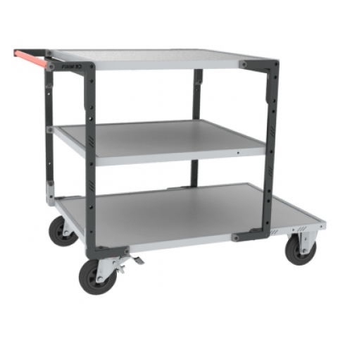 Servante FLAT-PACK™ 3 plateaux tôle galva 1 plateau 1200 x 800 mm et 2 plateaux 900 x 800 mm roues TPE 400 kg - 884732443