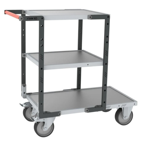 Servante FLAT-PACK™ 3 plateaux tôle galva 1 plateau 850 x 500 mm et 2 plateaux 550 x 500 mm roues TPE 400 kg - 884721343