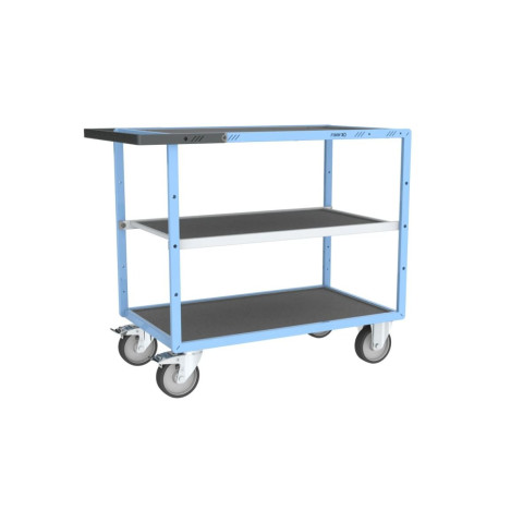 Servante mécano-soudée 3 plateaux tôle galva + caoutchouc 1000 x 600 mm roues TPE 400 kg - 880702442