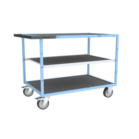 Servante mécano-soudée 3 plateaux tôle galva + caoutchouc 1200 x 800 mm roues TPE 400 kg - 880703442