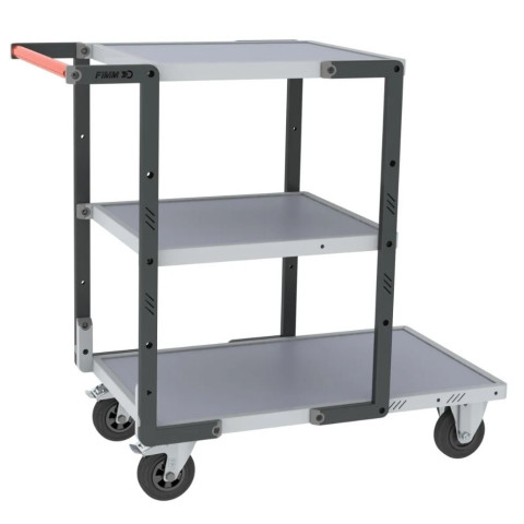 Servante montée FLAT-PACK™ 3 plateaux mélaminé 1 plateau 850 x 500 mm et 2 plateaux 550 x 500 mm roues CC 250 kg - 886721113