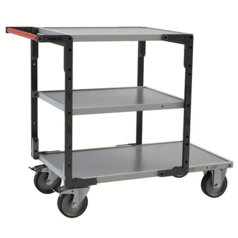 Servante montée FLAT-PACK™ 3 plateaux tôle galva 1 plateau 1000 x 600 mm et 2 plateaux 700 x 600 mm roues TPE 400 kg - 886722443