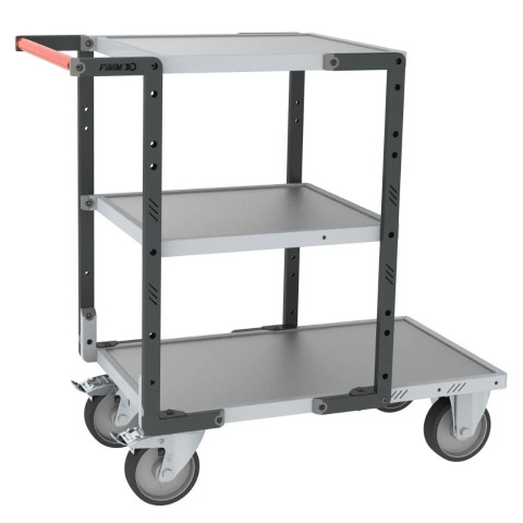 Servante montée FLAT-PACK™ 3 plateaux tôle galva 1 plateau 850 x 500 mm et 2 plateaux 550 x 500 mm roues TPE 400 kg - 886721343