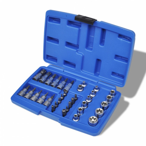Set de 34 pièces d'embouts torx et de douilles outils garage atelier bricolage Helloshop26 3402042