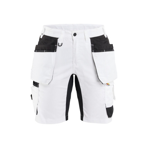 Short peintre stretch 2D avec poches flottantes femme Blanc/Noir 72331832 - Taille au choix