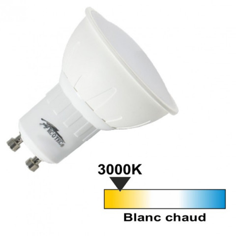 Spot led GU10 5 watt (eq. 50 watt) - 120° - Couleur eclairage - Blanc chaud 3000°K