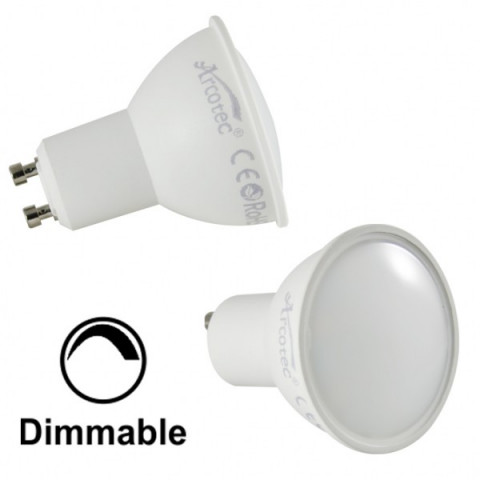 Lot de 2 spots led GU10 6 watt dimmable (eq. 50 watt) - blanc chaud 2700°K - Couleur eclairage - Blanc chaud 2700°K