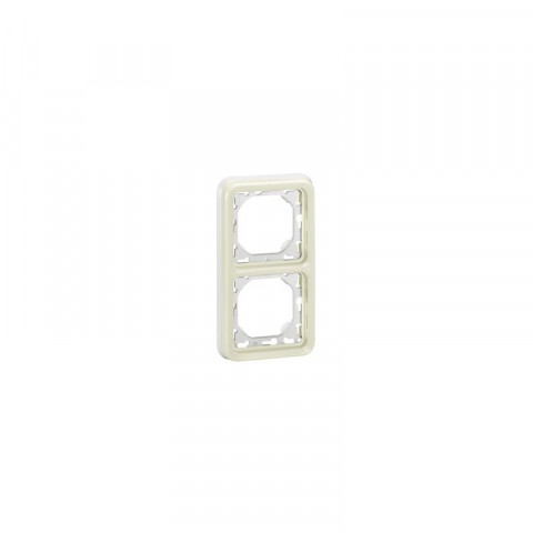 Support plaque étanche 2 postes verticaux plexo composable ip55  blanc