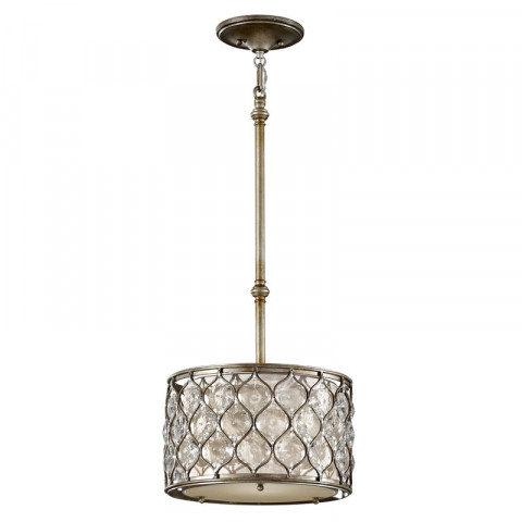 Suspenion lucia, argent bruni et cristal, 31 cm, 1 ampoule