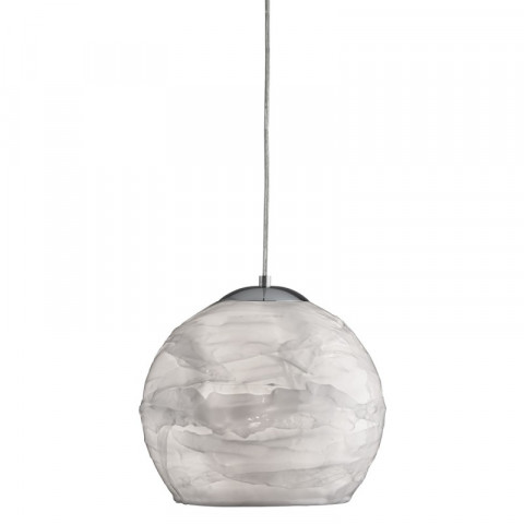 Suspension 1 ampoule crackle, en chrome et acrylique blanc