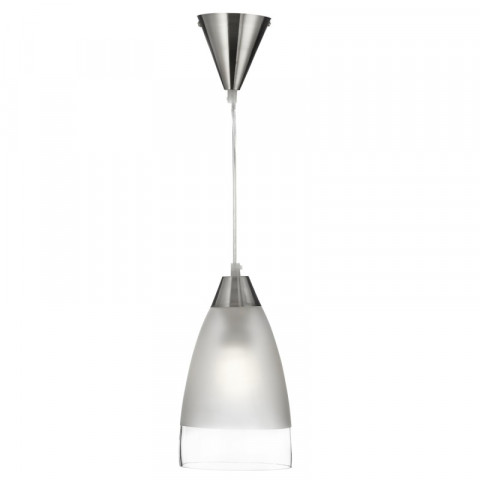 Suspension 15 cm pendant, en argent satiné et verre