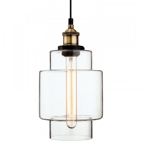 Suspension 17 cm empire, laiton antique et verre