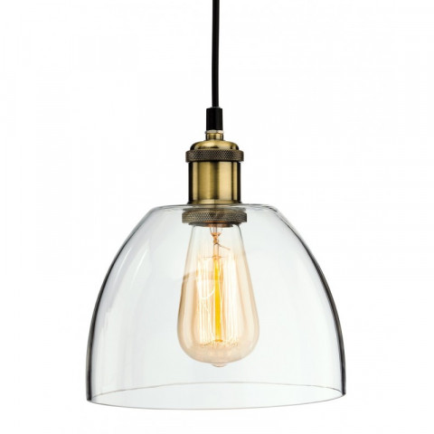 Suspension 19 cm empire, laiton antique et verre