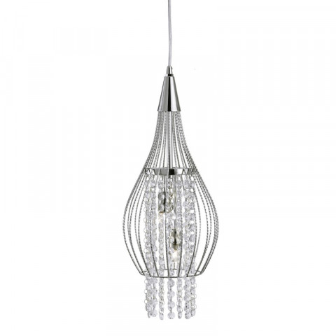 Suspension 2 ampoules pendant, en chrome et cristal