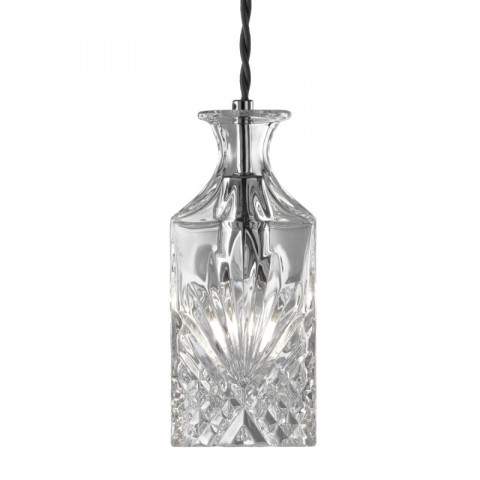 Suspension 21 cm pendant, en chrome et verre