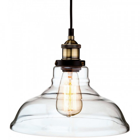 Suspension 28 cm empire, laiton antique et verre