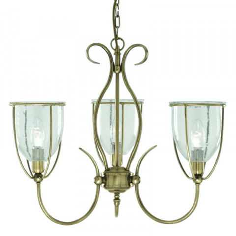 Suspension 3 ampoules silhouette, en laiton antique et verre
